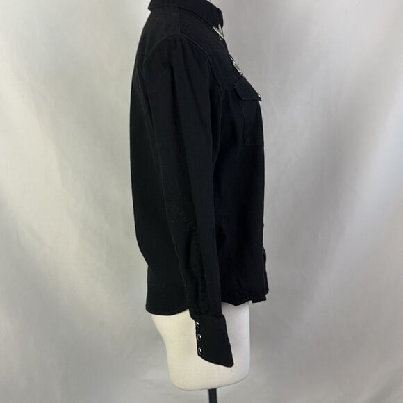 Rag and Bone Black With Silver Trim Embroidered Blouse - Picture 3 of 6